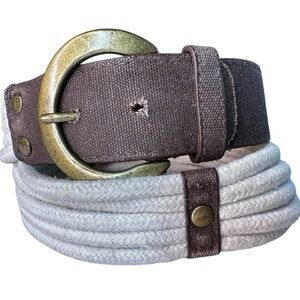 Vintage 1990s GAP Canvas and Cord Belt with Brass Tone Hardware